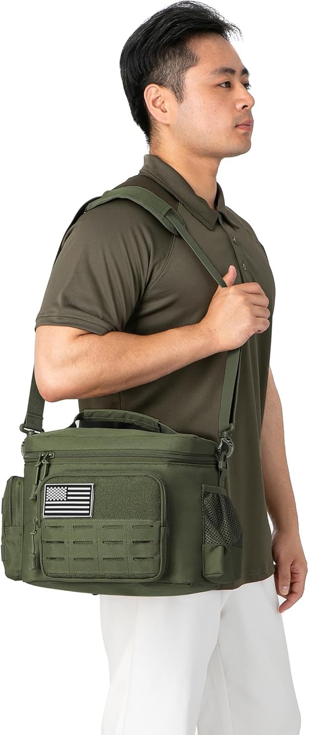 Tactical Lunch Box for Men, Expandable Insulated Cooler Bag w/ MOLLE Webbing