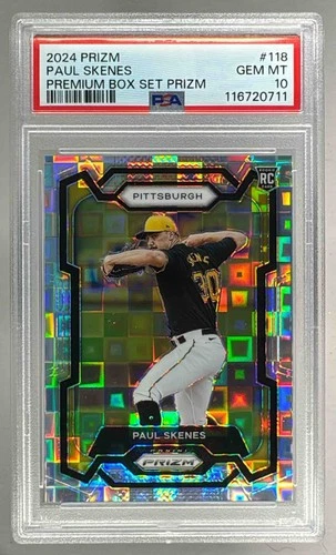 116720711 Paul Skenes 2024 Panini Prizm #118 Premium Box Set RC 100/199 PSA 10