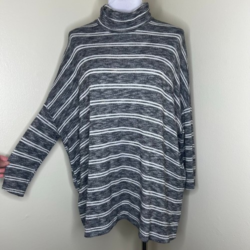 Anthropologie Postmark Turtleneck Sweater SMALL Dolman Jersey Stripe Relaxed Fit