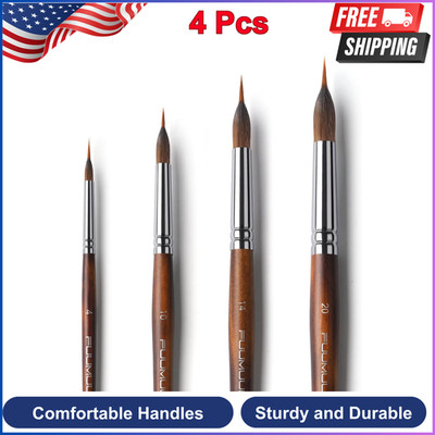 Watercolor Brushes Professional, Fuumuui 4 Pieces Extended Needle Point Brushes
