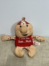 Vtg 80's Russ Berrie Wilbur 9" Plush Flat Doll I Love You So Much Some Flaws