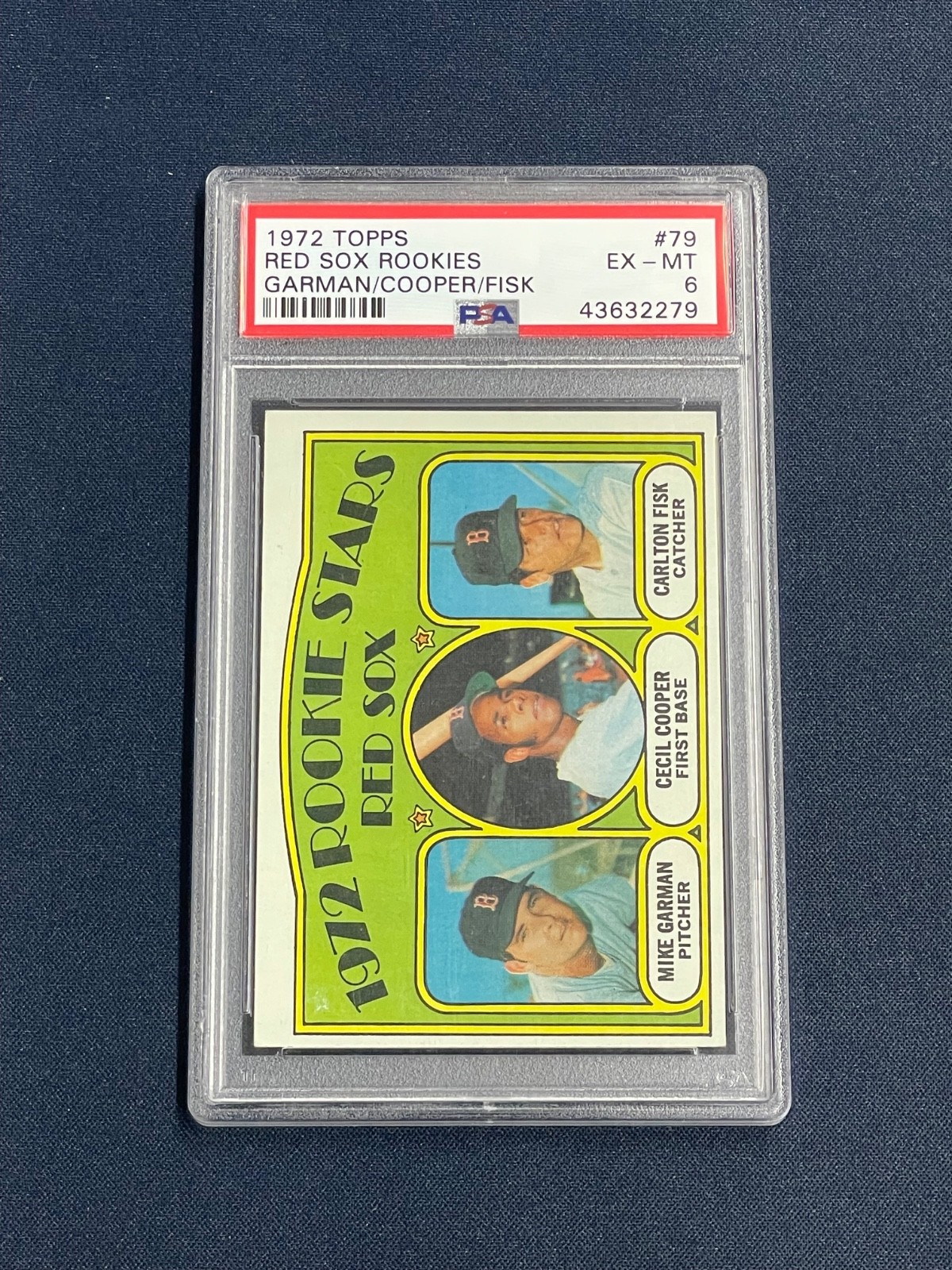 1972 Topps Red Sox Rookies Carlton Fisk Cecil Cooper Mike Garman #79 PSA 6