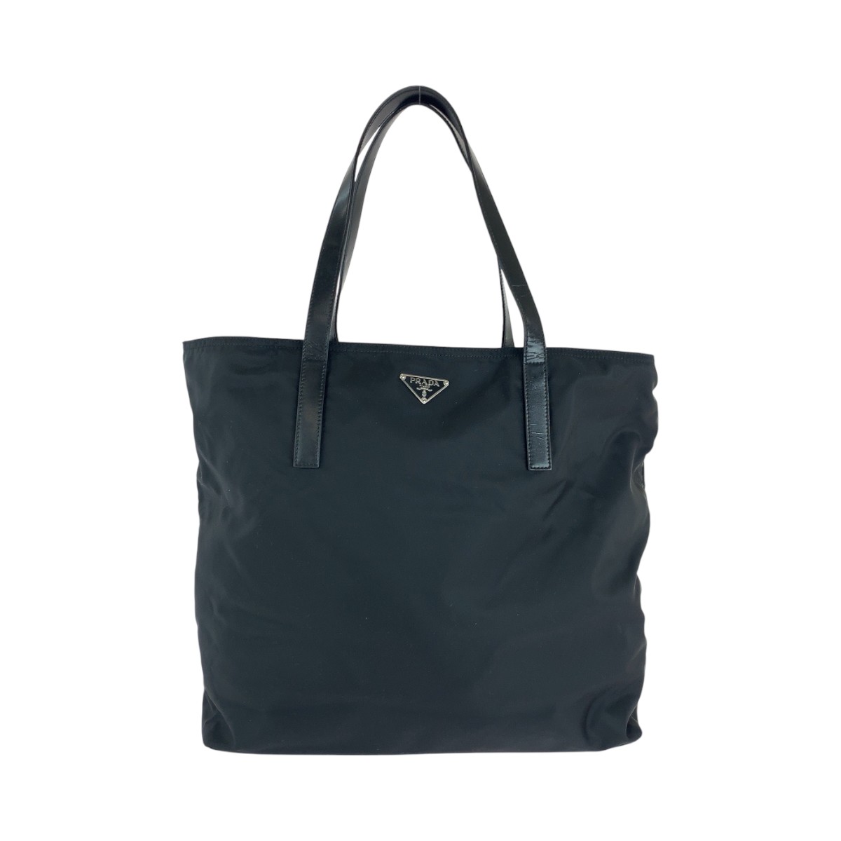 PRADA Tessuto Triangle Logo Tote Shoulder Bag in Black Nylon