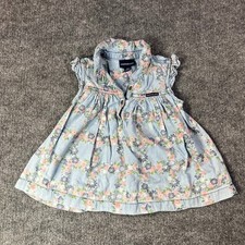 Calvin Klein Jeans Dress Toddler Girls 3T Blue Floral Denim Shirt Ruffle Casual