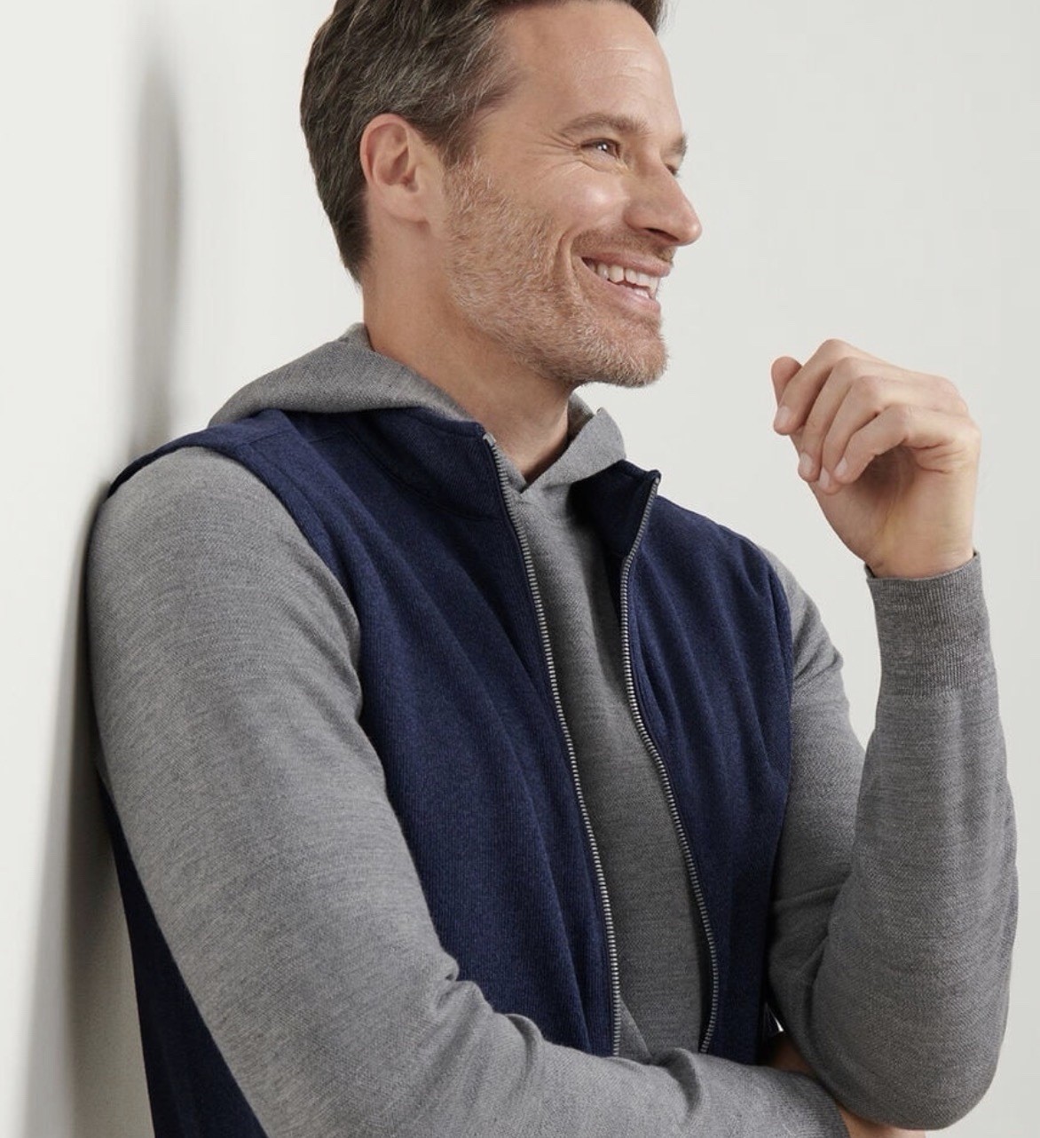 PETER MILLAR Men's XL Navy Crown Sweater Fleece Vest MS25K61 Full-Zip - second product detail image