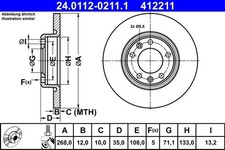 2x Ate 24.0112-0211.1 Bremsscheibe für CITROËN DS OPEL PEUGEOT TOYOTA VAUXHALL