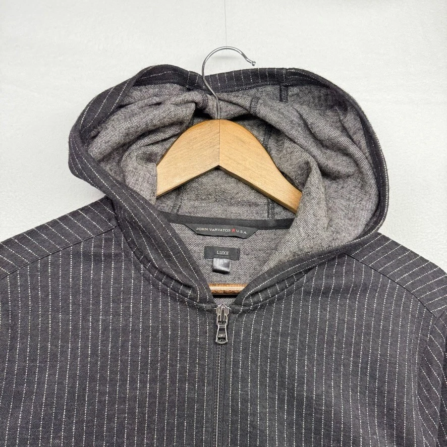 John Varvatos Jacket Men's Small Black Zip Hooded Hoodie Wool Blend Luxe Pockets - Image 3 of 4