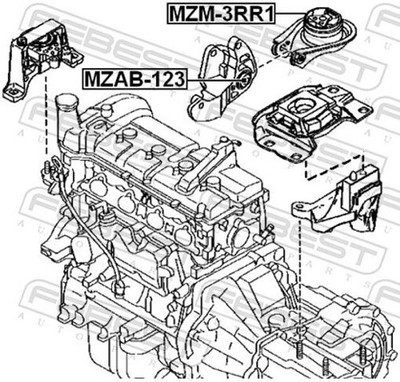 Für FEBEST MZAB-123 REAR ENGINE MOUNT BUSHING