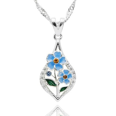 Equilibrium Vergissmeinnicht Halskette versilbert blau Blumen Anhänger