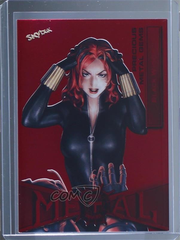 2022 Upper Deck Marvel Metal Universe Spider-Man PMG Red 57/100 Black Widow #13