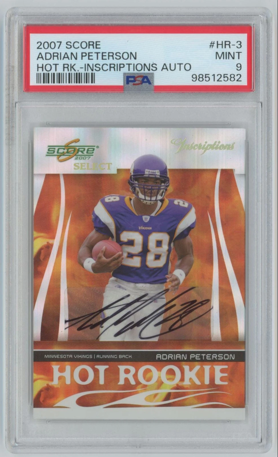 Adrian Peterson Score Hot Rookie #HR3 Inscriptions Auto