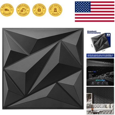 33 Pack 12''x12'' 3D Diamond Wall Panels for Elegant Interior Décor - Black