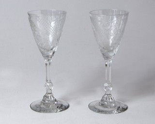 2 HEISEY 3389 Duquesne cordial glasses NORMANDY etching