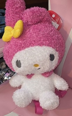 Sanrio My Melody Mini Plush Backpack Pink/White Bow Zipper Adjustable Straps