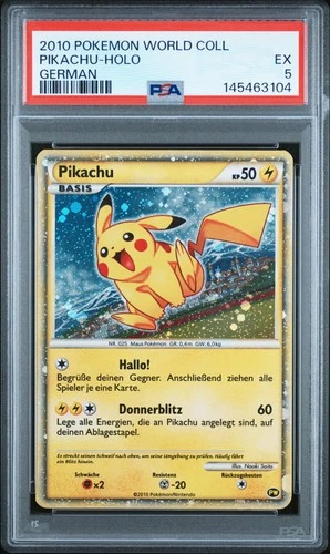 2010 POKEMON WORLD COLL GERMAN PIKACHU-HOLO PSA 5