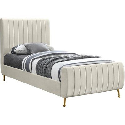 Meridian Furniture Zara Contemporary Cream Velvet Twin Bed