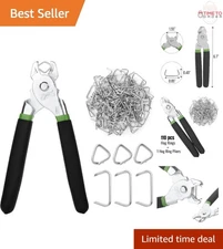 Hog Ring Pliers Kit Alloy Steel 110 Pcs 3/4" for Fencing Upholstery
