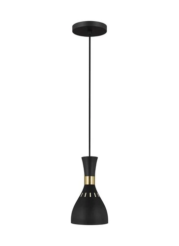 Generation Lighting-Ellen Joan One Light Mini Pendant-6.25" x 11.25" Black - Picture 1 of 5