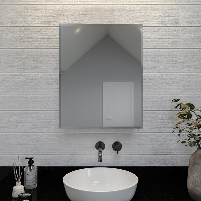 Hang N Lock Bathroom Medicine Cabinet Adjustable Shelves Mirror Bevelled Edge US