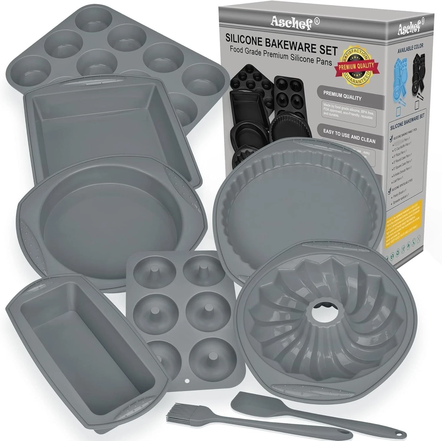 Nonstick Silicone Baking Set 9pcs - Muffin, Cake, Pizza, Loaf, Cupcake