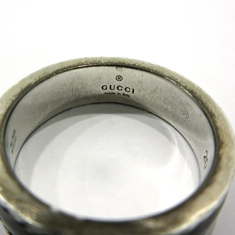 GUCCI Enamel Interlocking G Silver Ring 645573/J8… - image 9