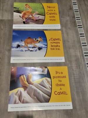 Camel Werbeplakate X3 Humorvoll Traumhafter Zustand Tolle Ausstellungsstücke