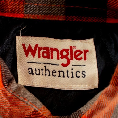 Karierte Wrangler Authentics gefütterte Flanelljacke für Herren Größe S orange - Bild 3 von 5