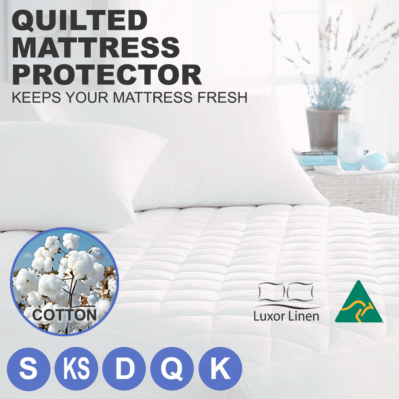 Aus Made Fitted Cotton Cover Quilted Mattress Protector Topper Underlay ALL SIZE