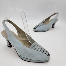 Authentic vintage Balenciaga Women Heels Blue Pumps EU 36 US 6 Peep Toe