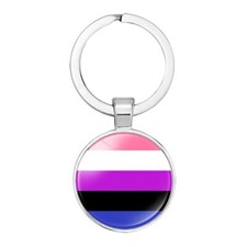 LGBT Keychains Key Chain Ring Genderfluid Awareness Support Pink White Resin
