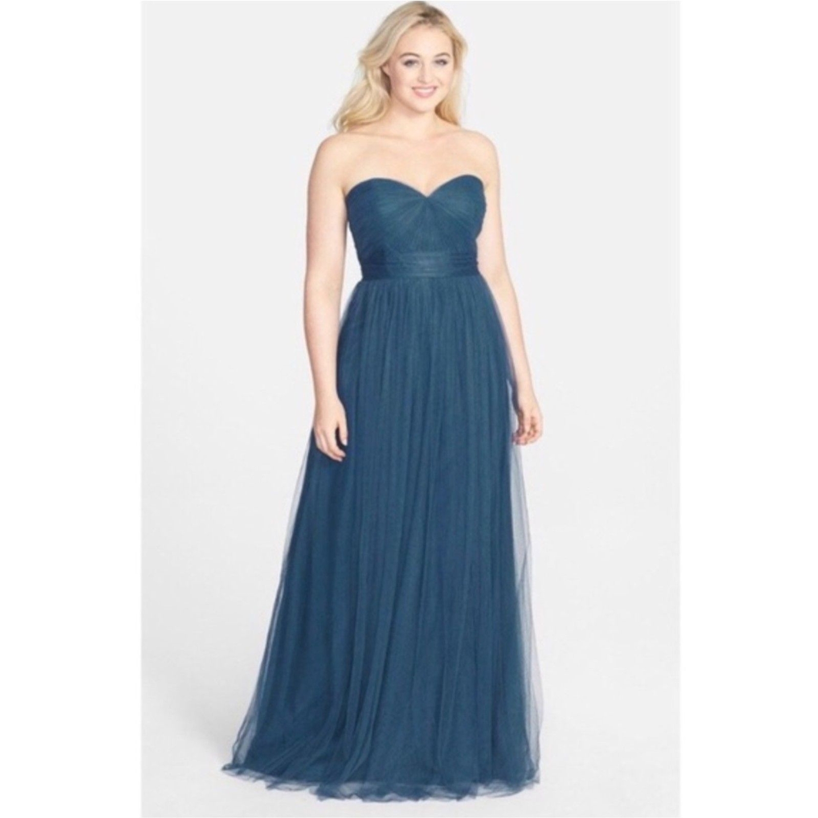 Jenny Yoo BHLDN Annabelle Convertible Tulle Gown Lapis Blue Sz 10