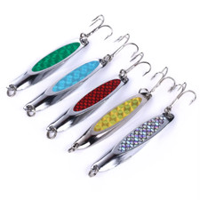 Set 5 Trolling Spoon Ondulati Tonnetto Pesca Traina e Spinning Cucchiaini