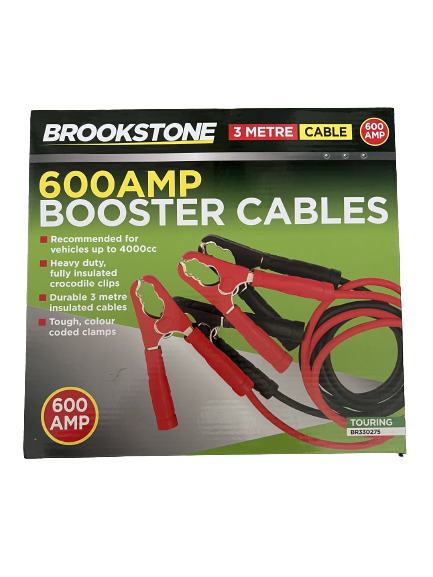 Jump Lead Heavy Duty Booster Cable Brookstone 600 AMP 3M Cable