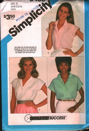 6438 Vintage Simplicity SEWING Pattern Misses Button Front Semi Fitted Shirt OOP