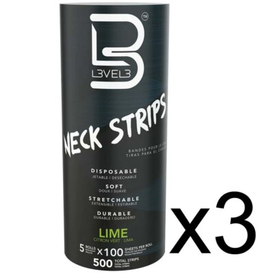 BARBER BEAUTY SALON L3VEL3 CLIENT CLOTHING HAIR NECK STRIP ROLL LIME 3 PACK