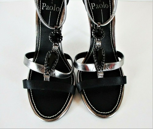 Linea Paolo Black Silver Strappy Open Toe Heels Shoes Women's 6 1/2 M (SW2)pm - Bild 7 von 12