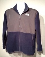 The North Face Boys Sz XL Denali Fleece Full Zip Jacket Polartec Navy Gray