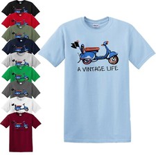 VINTAGE LIFE VESPA T-SHIRT Biker Motorcycle Scooter Rider Retro Mod Sca New Top