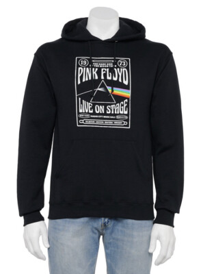 NWT Pink Floyd Live On Stage Graphic Mens Large Black Pullover Hoodie Rock Music