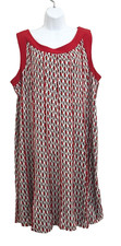 Perceptions Dress Women 3X Red Black Geometric Print Knit Shift Dress Office
