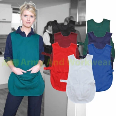 TOUGH GEAR Hard Wearing Ladies Pocket Tabard Work Uniform Overall Catering Plain Apron Chef