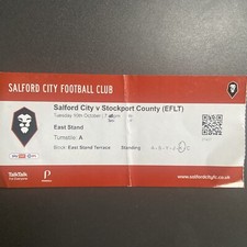 Salford City v Stockport County(EFL Trophy Group Stage 2023/24) 10/10/23 Ticket