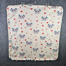 Disney Junk Food Baby Retro Blanket Mickey Minnie Mouse Red Blue Cream Receiving