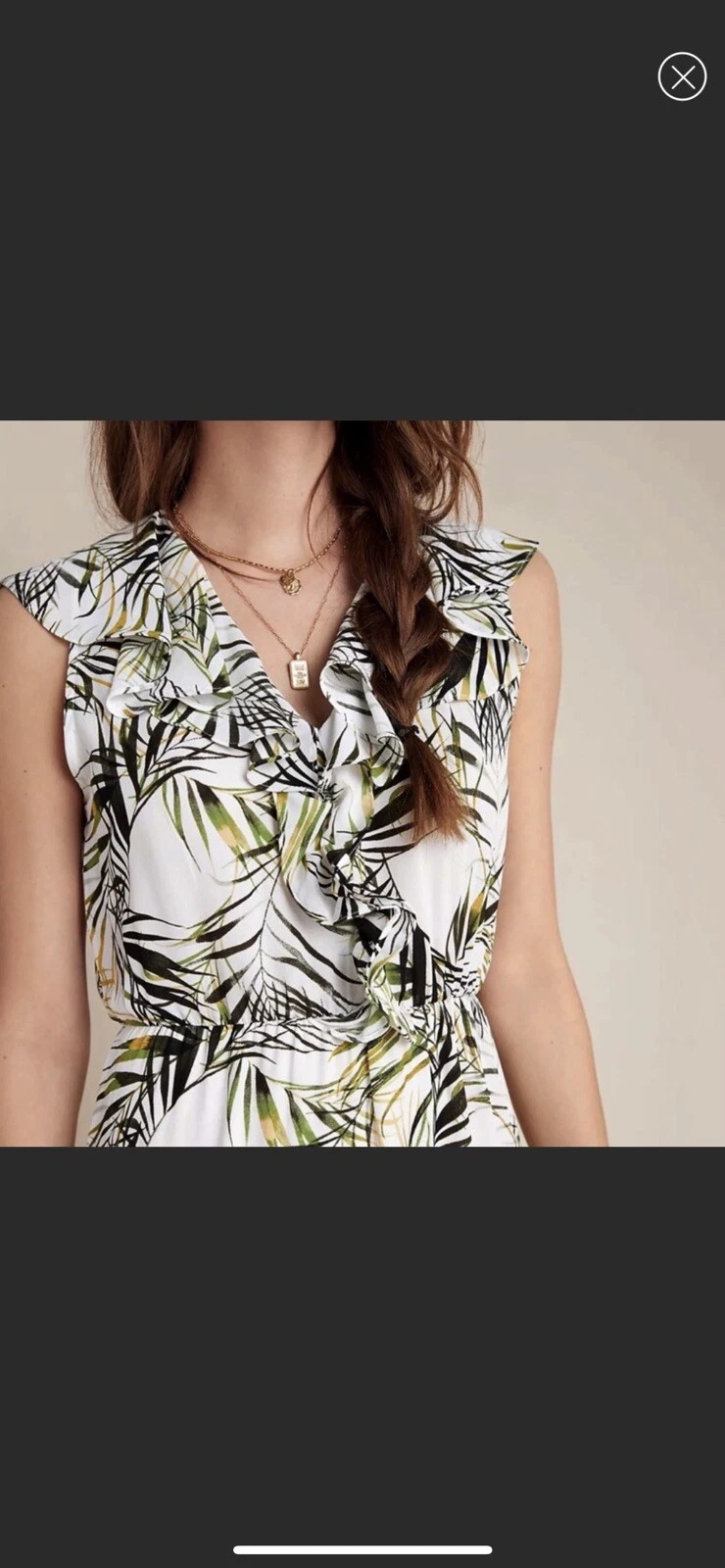 PALM ANGELS Maxi abito Misa Los Angeles con volant stampa palma taglia XS