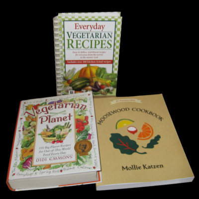 3 VEGETARIAN COOKBOOK LOT - EVERYDAY VEG RECIPES, VEGETARIAN PLANET, MOOSEWOOD