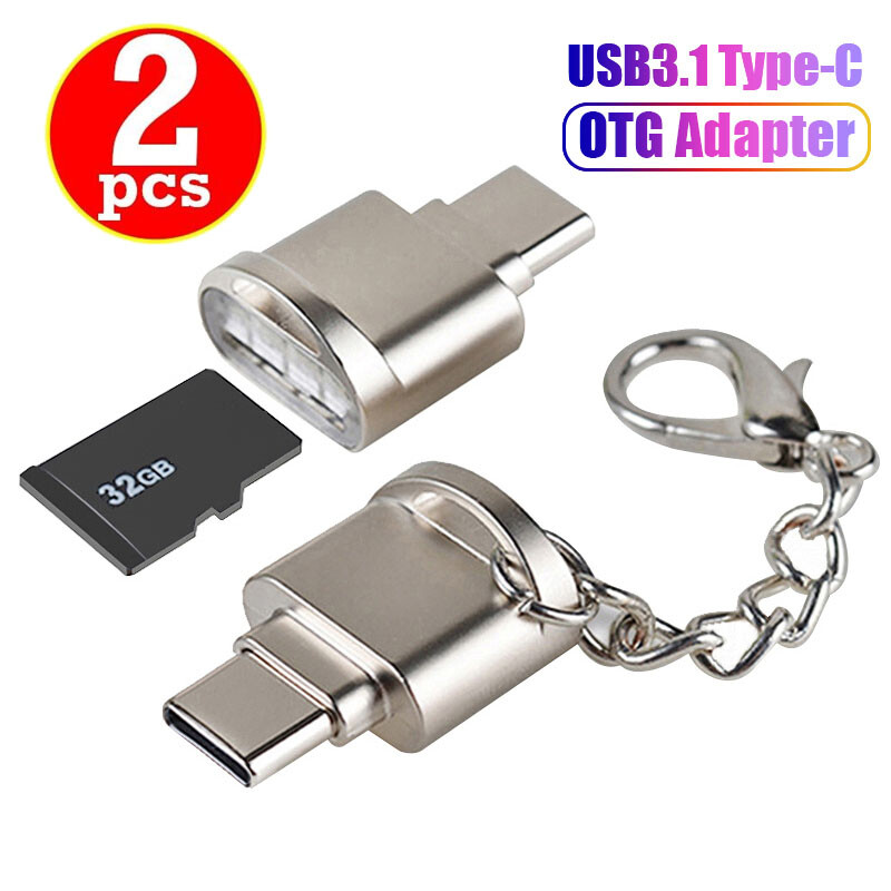 2 pcs TypeC Card Reader OTG USB Adapter Converter For Samsung Android Phone Lot