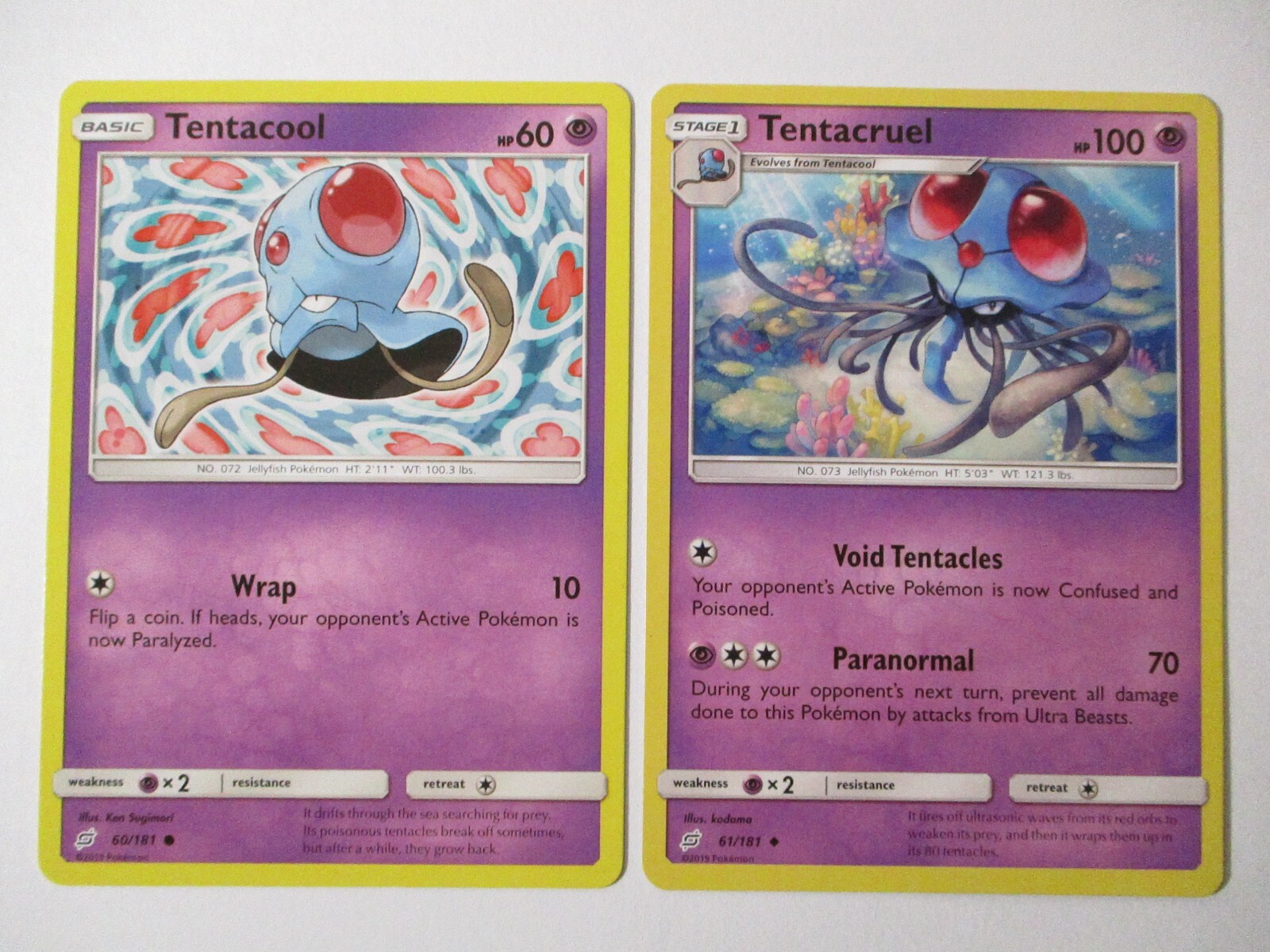 Tentacool 60/181 & Tentacruel 61/181 Team Up 2 Pokemon Card