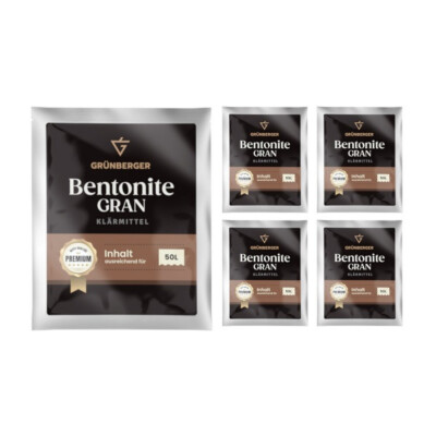 5 x Grünberger Klärungsmittel Bentonite GRAN Wein Saft Klärmittel 50L PREMIUM