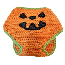 So Dorable Infant Crocheted Pumpkin Diaper Cover 0 to 6 Months Orange Green Blac