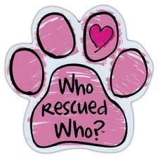 Pink Scribble Dog Paw Car Magnet - Who Rescued Who - Magnetic Bumper Sticker